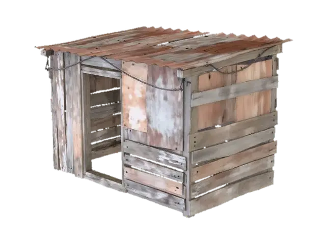 Weathered Wooden Shack - Deserted 3D model, vytvořený pomocí AI