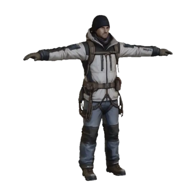 Arctic Pathfinder - Characterplayer 3D model, vytvořený pomocí AI