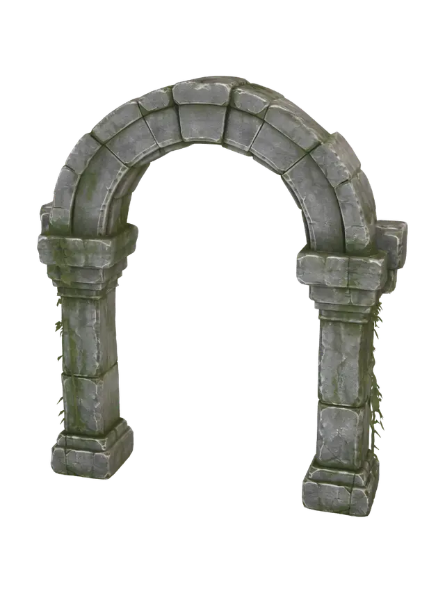 Overgrown Stone Arch - Sculpted 3D model, vytvořený pomocí AI