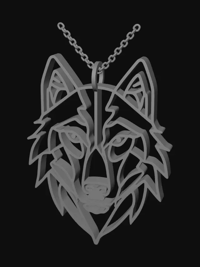 3D model for Geometric Wolf Necklace