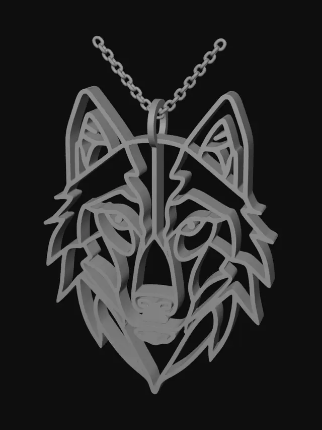 3D model for Geometric Wolf Necklace