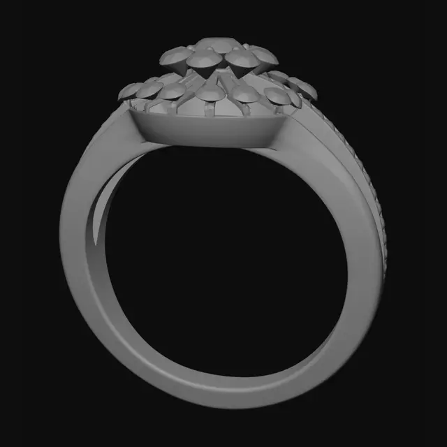 3D model for Sunburst Diamond Halo Ring in Yellow Gold