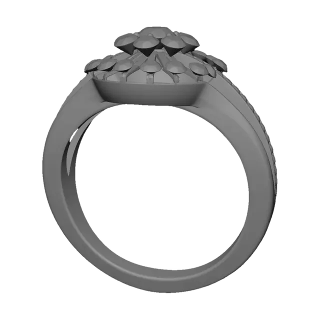 3D model for Sunburst Diamond Halo Ring in Yellow Gold