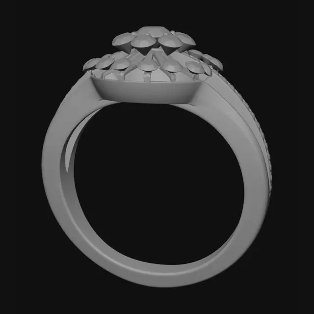 3D model for Sunburst Diamond Halo Ring in Yellow Gold