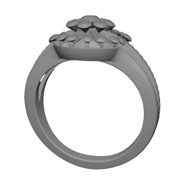 3D model for Sunburst Diamond Halo Ring in Yellow Gold