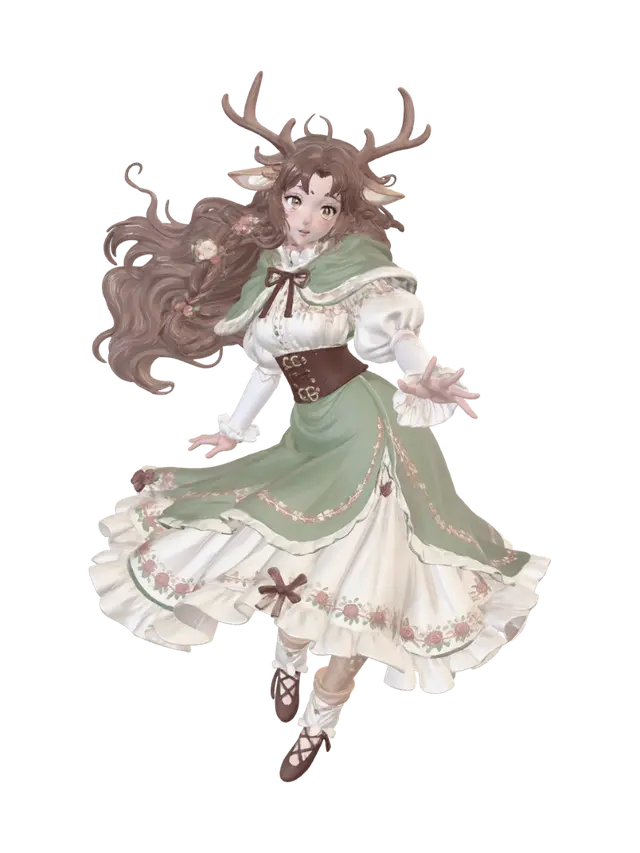 Antlered Rose of the Forest - Deer 3D model, vytvořený pomocí AI