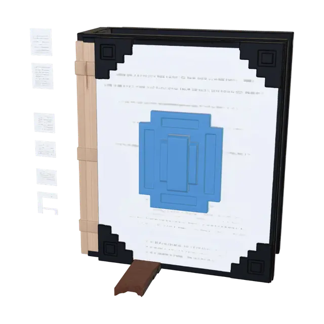 Violet Grimoire with Azure Gem - Thin 3D model, vytvořený pomocí AI