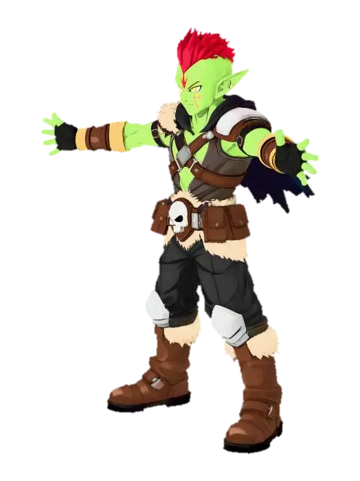 Modello 3D Orc Mohawk Hairstyle, generato dall’IA