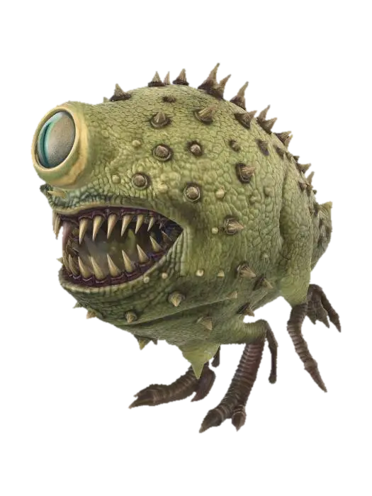 Anime aesthetic: aberrant creature, eye monster, floating spherical body, scaly… 3D model, vytvořený pomocí AI