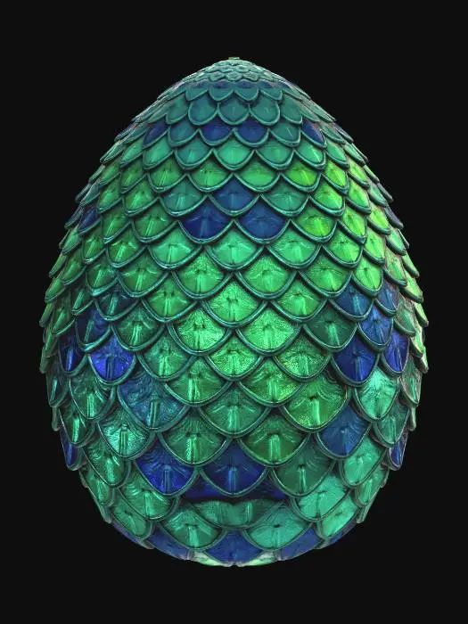 3D model for #EasterEgg2026#, surreal egg made of ultra-detailed dragon scales, with cinematic lighting.