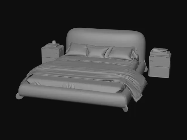 3D model for Serene Neutral Bedroom