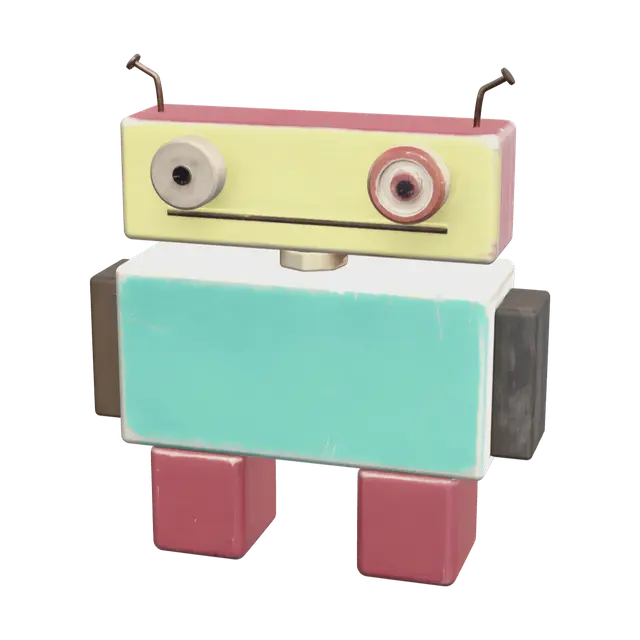 Realistic Cute Robot 3D model, vytvořený pomocí AI