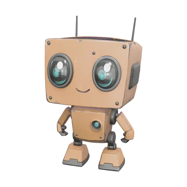 Stylized Cute Robot 3D model, vytvořený pomocí AI