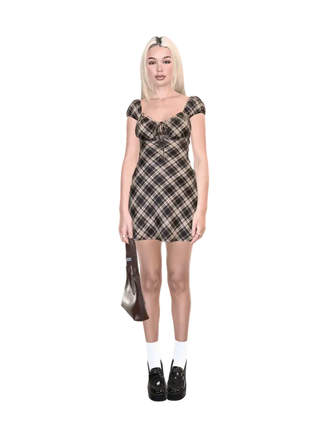 3D model for Plaid Mini Dress Look