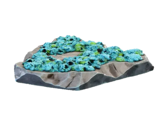 A wide, completely FLAT, horizontal rock shelf, like a triangular or pentagonal… - Gamedesign 3D model, vytvořený pomocí AI
