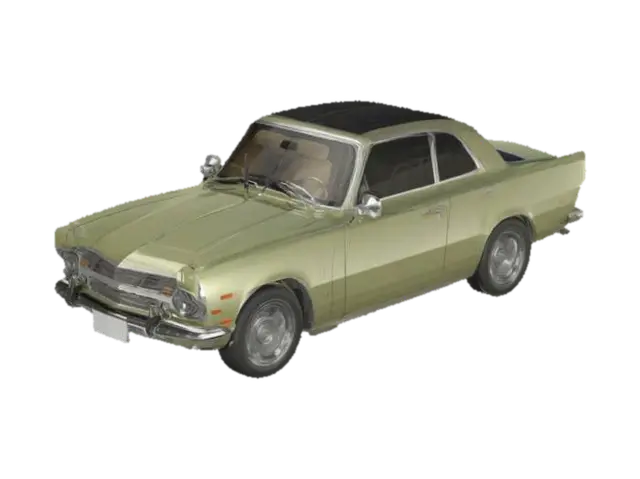 A realistic classic car from the 1970s with a clean, minimal design. The car features… 3D model, vytvořený pomocí AI