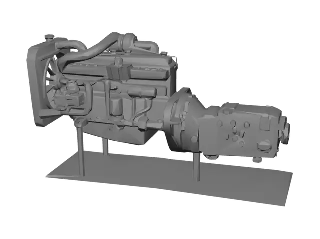 3D model for Piston Engine with Reduction Gearbox Model