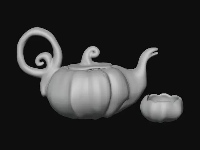 3D model for Pumpkin Teapot with Cup