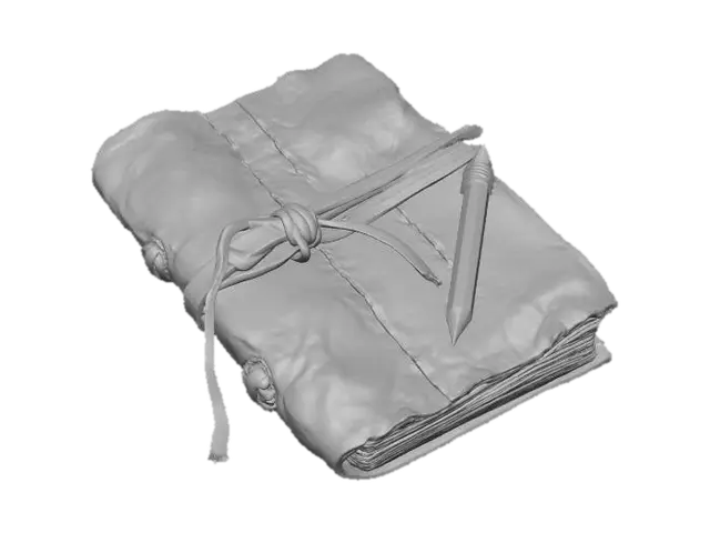 3D model for Aged Journal with Pencil an Leather Cover