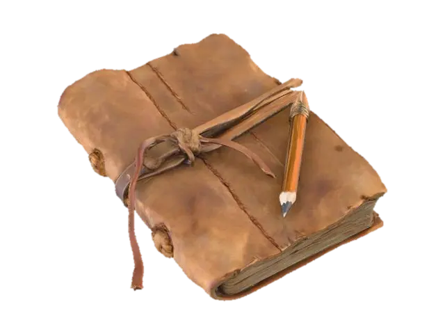 3D model for Aged Journal with Pencil an Leather Cover
