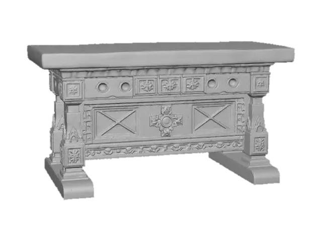 3D model for Relic Table - Rustic Aged Medieval, with occult symbols, cobwebs, different stains
