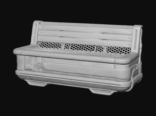 3D model for Neon-Lit Rusted Bench