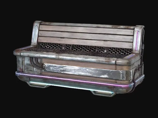 3D model for Neon-Lit Rusted Bench
