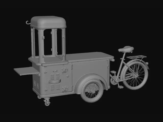 3D model for Push Cart Retro Caffee Bike Solo 2