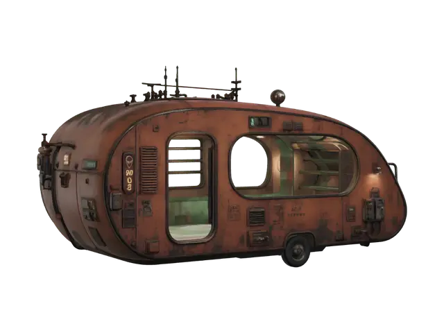 Rusted Orbital Railcar 3D model, vytvořený pomocí AI