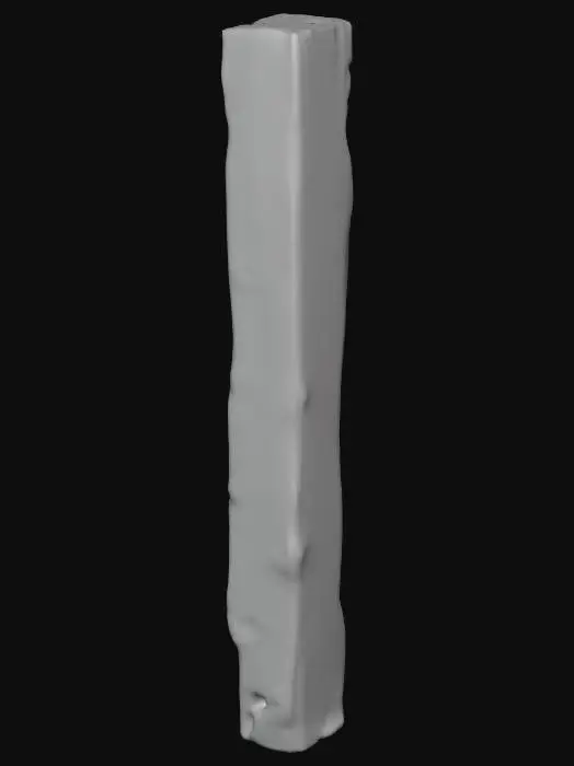 3D model for  long vertical beam, very tall. rustic, medieval touch, cracks, uneven surface, glossy finish.
worn edges. weathered and aged, cracks, and knots on the wood. rough, heavy, and sturdy appearance with detailed wood fibers and natural imperfections. The design is simple but evokes a somber and dramatic mood
