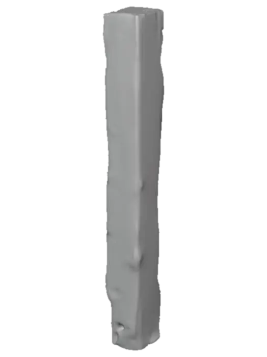3D model for  long vertical beam, very tall. rustic, medieval touch, cracks, uneven surface, glossy finish.
worn edges. weathered and aged, cracks, and knots on the wood. rough, heavy, and sturdy appearance with detailed wood fibers and natural imperfections. The design is simple but evokes a somber and dramatic mood

