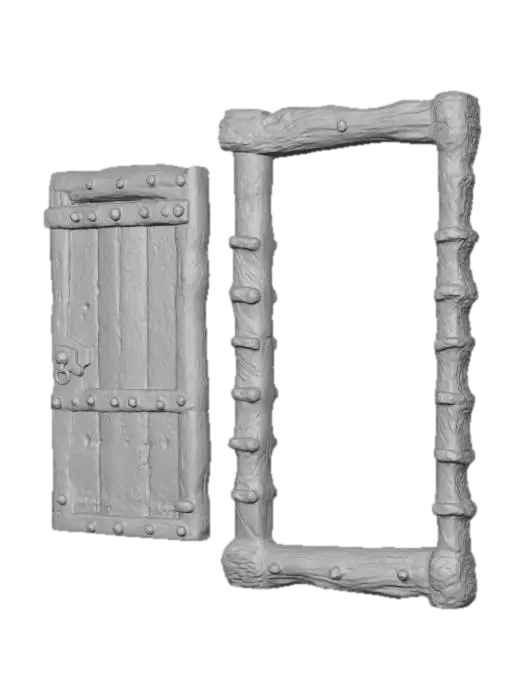 3D model for Old Wooden Door and Door Frame