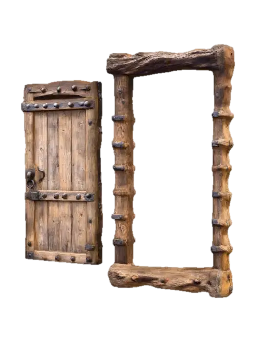 3D model for Old Wooden Door and Door Frame