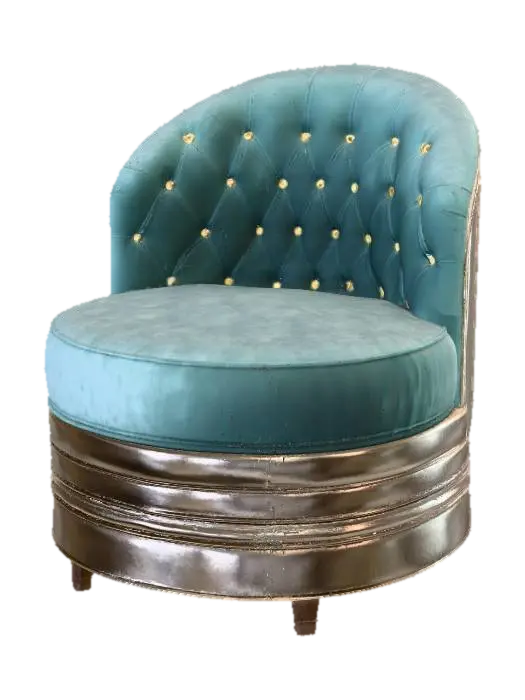 3D-модель art deco armchair, greenish velvet fabric, round seat, tufted - Rounded, сгенерированная ИИ