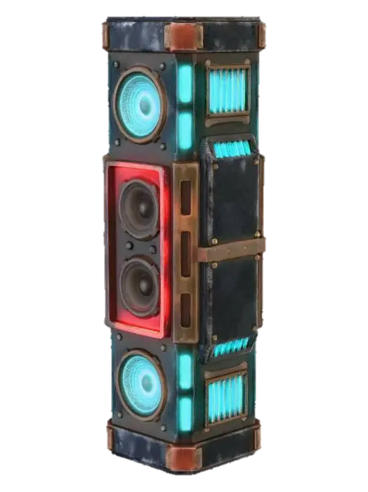 Speaker Emissive Cyberpunk 3D model, vytvořený pomocí AI