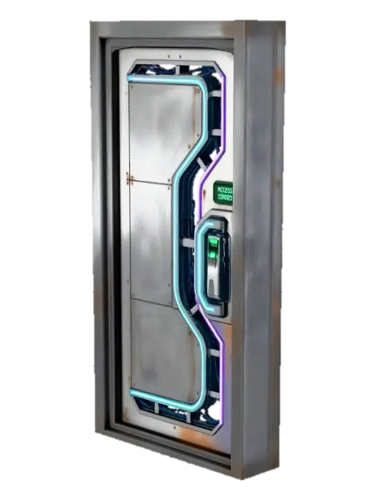 Door Cyberpunk SilverMetall - Interface 3D model, vytvořený pomocí AI