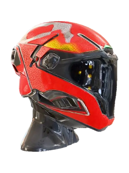 3D model for Helmet Motorbike OffRed Futuristic