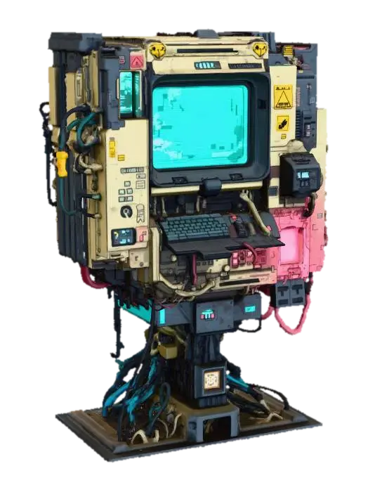 Modelong 3D na Tech Hub Cyberpunk - Terminal, ginawa ng AI