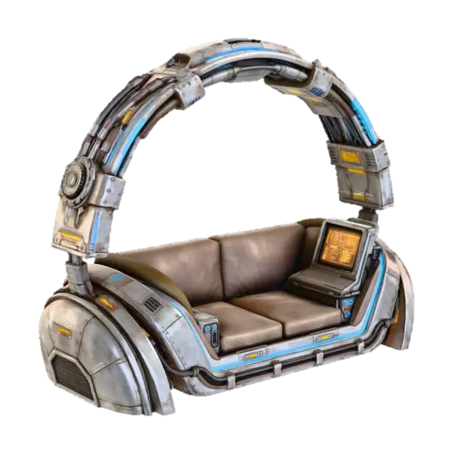 Couch Station Headphones Cyberpunk - Gadgets 3D model, vytvořený pomocí AI