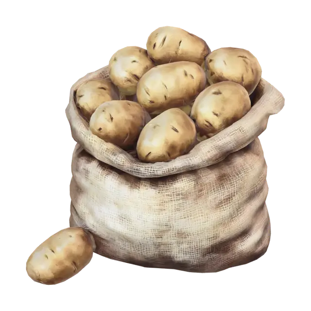 Burlap Sack of Potatoes 3D model, vytvořený pomocí AI
