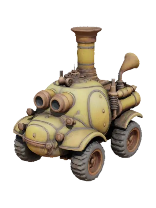 gnome steampunk style tank , 8k, high res texture, high poly, highly stylized, semi… 3D model, vytvořený pomocí AI