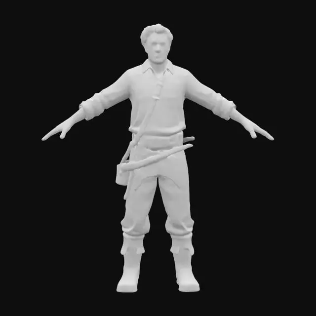 3D model for Human medieval worker and builder ini A Pose. Arms shouldnt be in contact with body!
