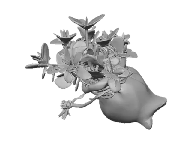 3D model for Low poly mint sprig bundle, collectible item, 
RPG inventory prop, hand-painted style, 
small herb pouch, fantasy game asset