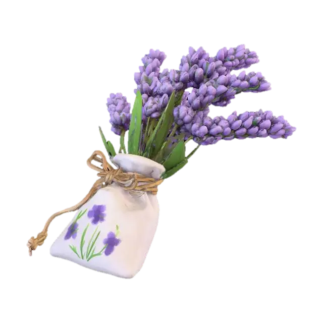 3D model for Low poly lavender sprig bundle, collectible item, 
RPG inventory prop, hand-painted style, 
small herb pouch, fantasy game asset