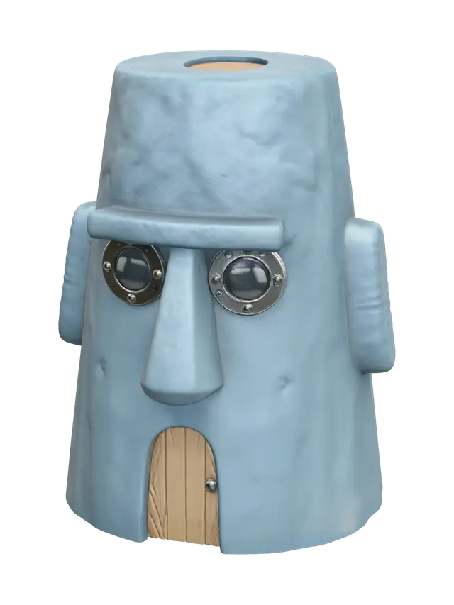 Stylized Squidward House 3D model, vytvořený pomocí AI