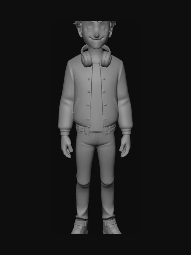 3D model for Blue Varsity Jacket Boy