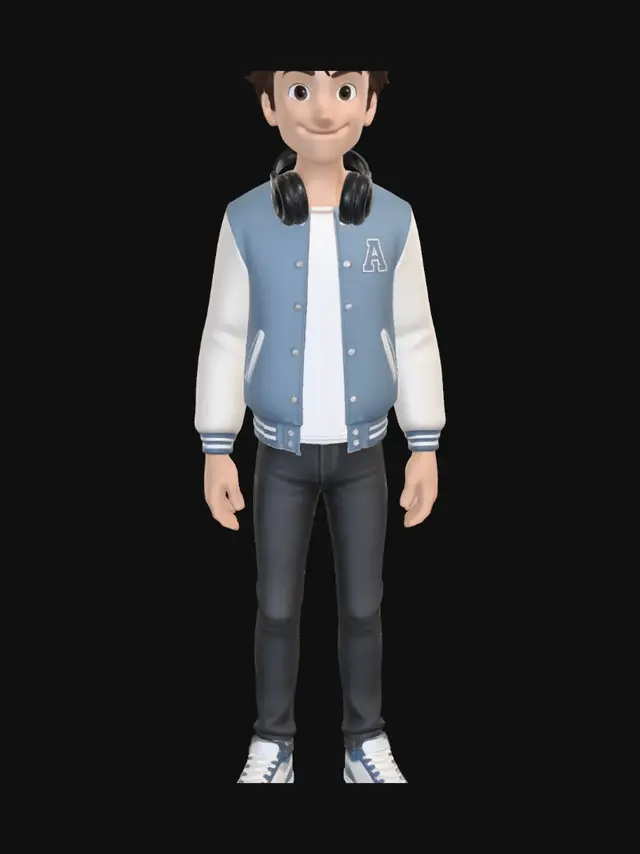 3D model for Blue Varsity Jacket Boy