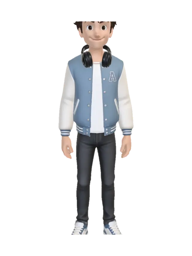 Blue Varsity Jacket Boy - Sweater 3D model, AI generated