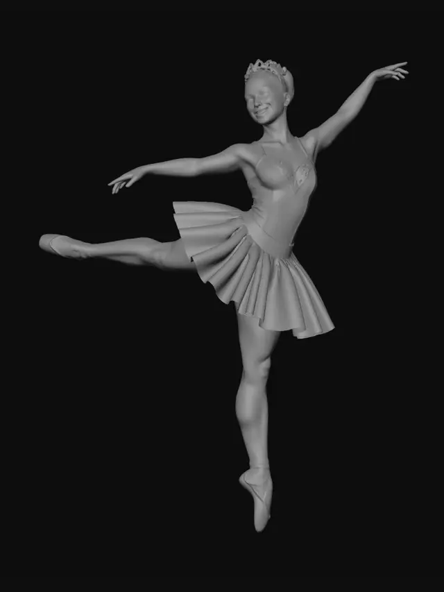 3D model for faça o modelo dessa mulher em um corpo de bailarina preserve os detalhes do rosto