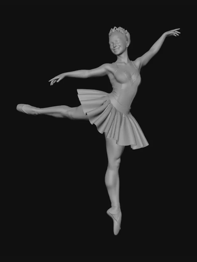 3D model for faça o modelo dessa mulher em um corpo de bailarina preserve os detalhes do rosto